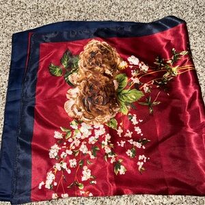 Floral Silk wild rag in Red and Navy